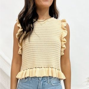 Ruffle sleeve crochet tank